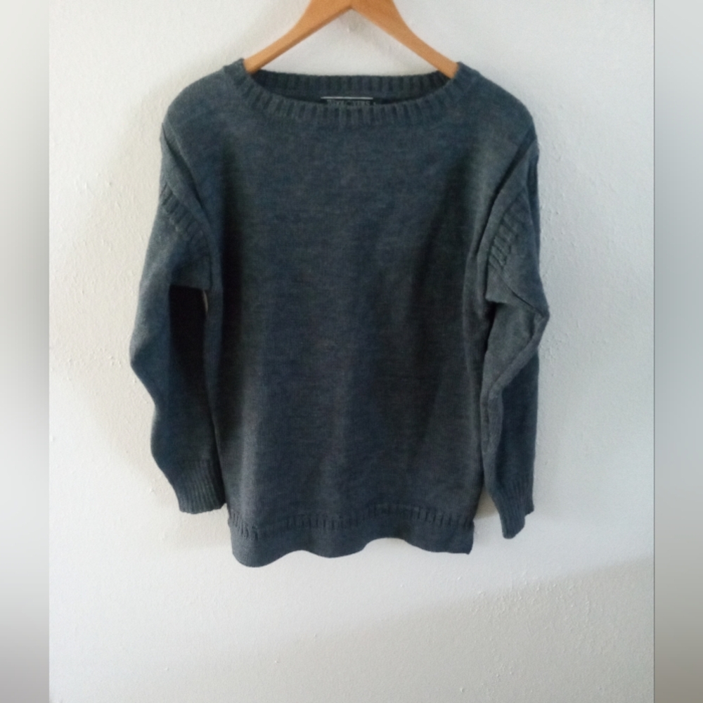 NWOT WOOLOVERS Men's British Wool Heavy Knit Blue Gray Pullover Sweater | S - Picture 2 of 11